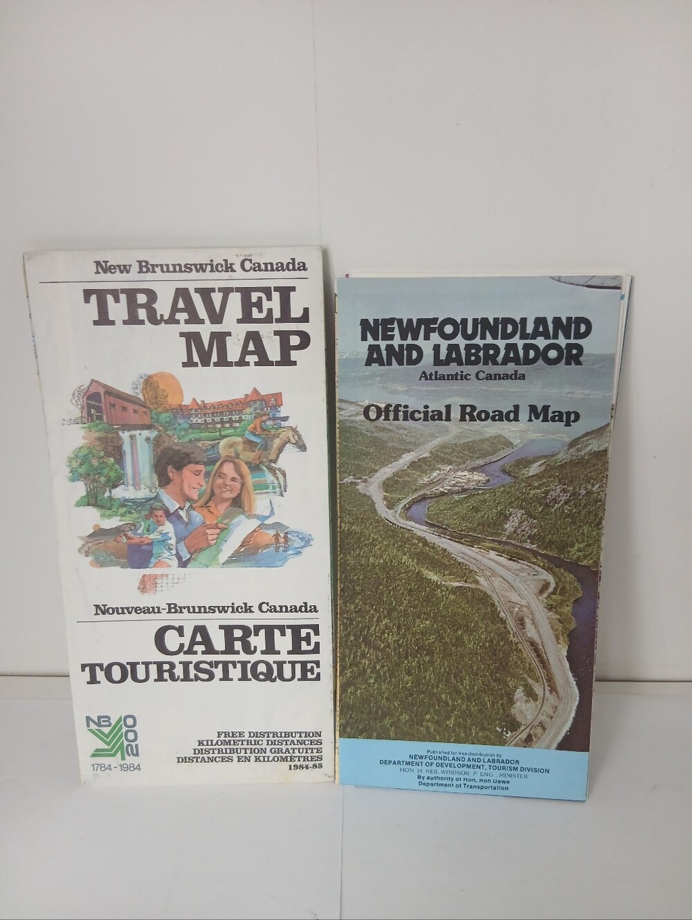 Pair of Vintage Canadian Road Maps - New Brunswick & Newfoundland